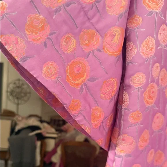 ICONIC LA VIE STYLE HOUSE Purple/Pink Orange Silk Brocade Long Caftan Coat NWT - Picture 9 of 11